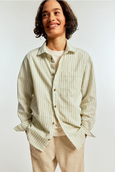 Long-sleeved Linen-blend Shirt