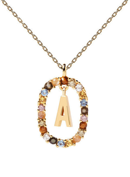 Beautiful gold plated necklace letter "A" LETTERS CO01-260-U (chain, pendant)