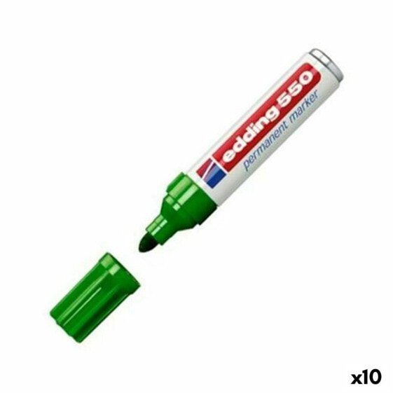 Фломастеры постоянные EDDING 550 Зеленый (10 штук)