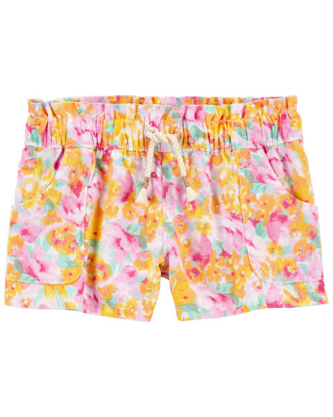 Toddler Floral Print Paperbag Twill Shorts 4T