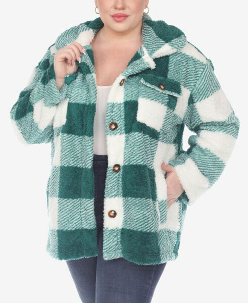 Plus Size Plaid Shacket Jacket