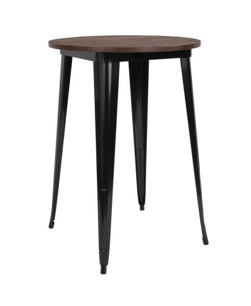 Высокий стол для бара EMMA + OLIVER из дерева и металла, круглый 30"
