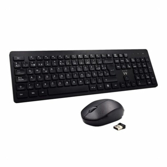 Клавиатура и беспроводная мышь Ewent EW3256 2.4 GHz Чёрный Испанская Qwerty QWERTY