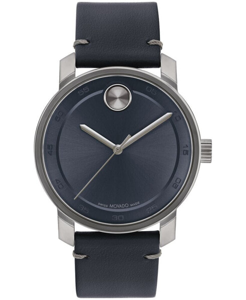 Men's Bold Access Swiss Quartz Blue Leather Watch 41mm