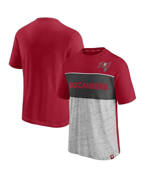 Men's Red, Heather Gray Tampa Bay Buccaneers Colorblock T-shirt