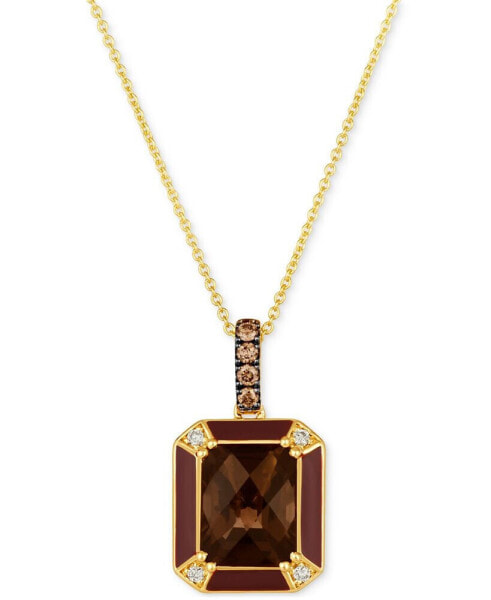 Chocolate Quartz (2-3/4 ct. t.w.), Chocolate Diamonds (1/10 ct. t.w.) & Nude Diamonds (1/20 ct. t.w.) Adjustable Pendant Necklace in 14k Gold, 18" + 2" extender