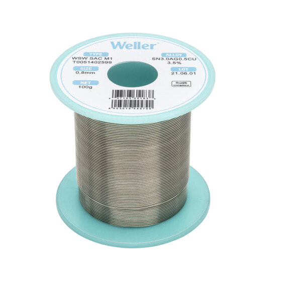 Weller Tools T0051402599 Lötzinn bleifrei Spule Sn3.0Ag0.5Cu 100 g 0.8