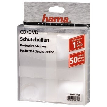Hama CD/DVD Protective Sleeves - Pack of 50 - 50 discs - Transparent