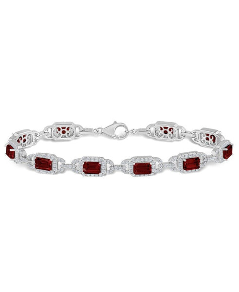 Garnet and White Topaz Bracelet (7-3/4 ct. t.w and 5/8 ct. t.w) in Sterling Silver