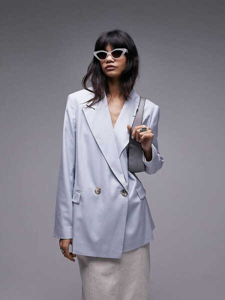 Topshop co-ord straight blazer in seafoam blue