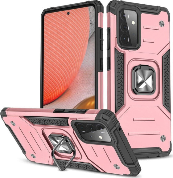 Wozinsky Wozinsky Ring Armor pancerne hybrydowe etui pokrowiec + magnetyczny uchwyt Samsung Galaxy A72 4G różowy