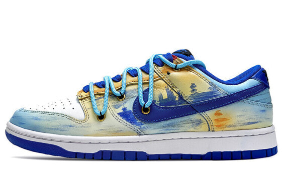 【定制球鞋】 Nike Dunk Low Retro 皮革 解构 低帮 解构风 艺术馆 莫奈 高街 低帮 板鞋 男女同款 蓝黄紫 / Кроссовки Nike Dunk Low DD1391-001