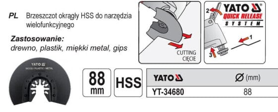 Круглый нож для многофункциональной работы Yato HSS 34680