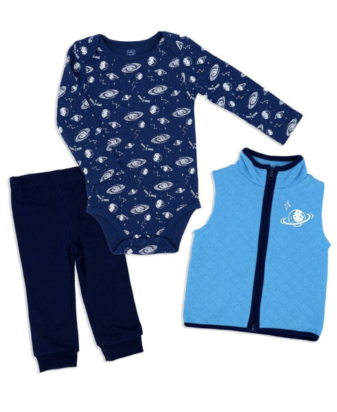 Baby Boys Bodysuit, Pants and Vest, 3 Piece Set