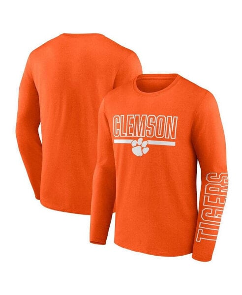 Men's Orange Clemson Tigers Big and Tall Two-Hit Graphic Long Sleeve T-shirt