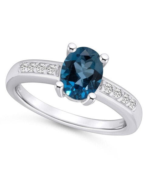 Кольцо Macy's London Blue Topaz & Diamond 14K White Gold