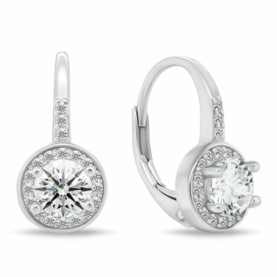 Elegant silver earrings with zircons LME290