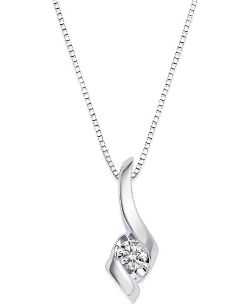 Diamond Swirl Pendant Necklace in 14k White Gold (1/10 ct. t.w.)
