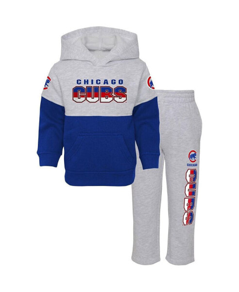Infant Boys and Girls Royal and Heather Gray Chicago Cubs Playmaker Pullover Hoodie and Pants Set