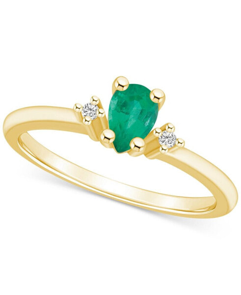 Emerald (3/8 ct. t.w.) & Diamond Accent Pear Ring in 14k Gold (Also in Sapphire, & Pink Sapphire)
