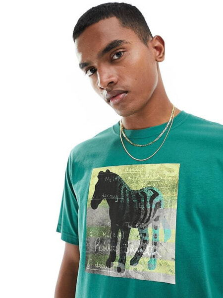 Paul Smith t-shirt with zebra placement print in green