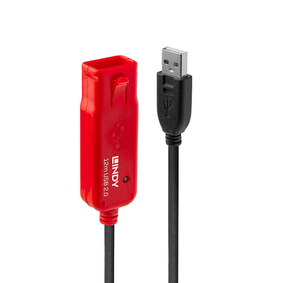 Удлинитель USB2.0 Lindy 12м (USB A - USB A) 42870 - черный.