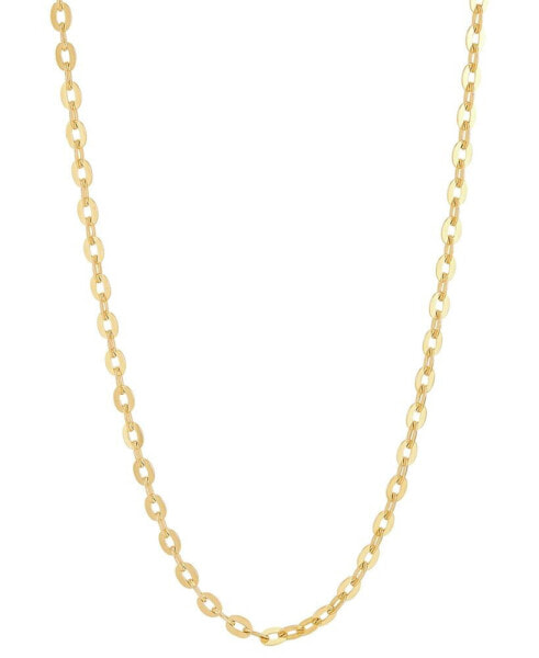 Polished Solid Cable Link 18" Chain Necklace in 14k Gold