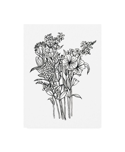 Emma Scarvey Black and White Bouquet II Canvas Art - 27" x 33.5"