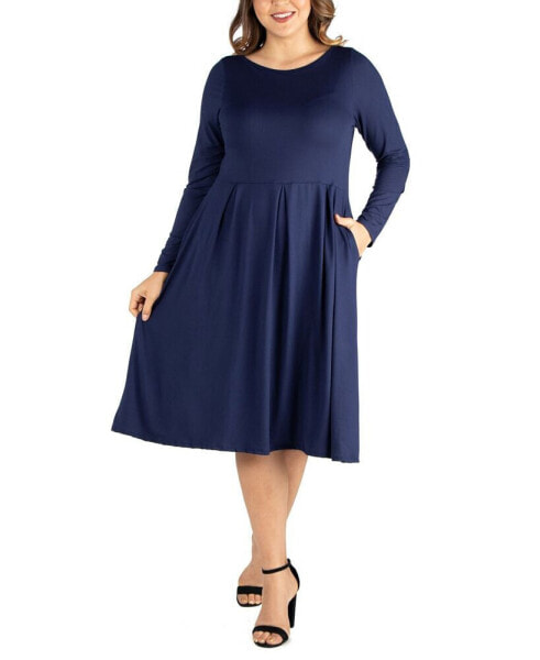 Women's Plus Size Fit and Flare Midi Dress