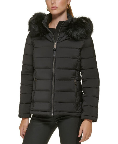 Women's Faux-Fur-Trim Hooded Puffer Coat