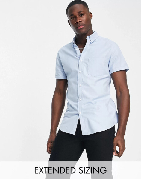 ASOS DESIGN slim oxford shirt in light blue in