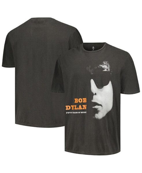 Men's Black Distressed Bob Dylan 50 Years Washed Graphic T-shirt