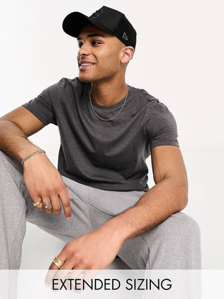 ASOS DESIGN t-shirt with crew neck in charcoal marl
