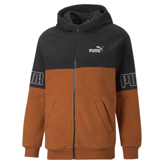 Puma Power Winterized Logo FullZip Hoodie Mens Brown Casual Athletic Outerwear 6