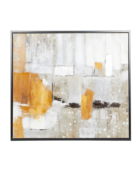 Canvas Abstract Framed Wall Art with Black Frame, 48" x 2" x 36"