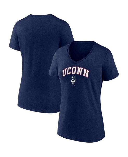 Women's Navy UConn Huskies Evergreen Campus V-Neck T-shirt