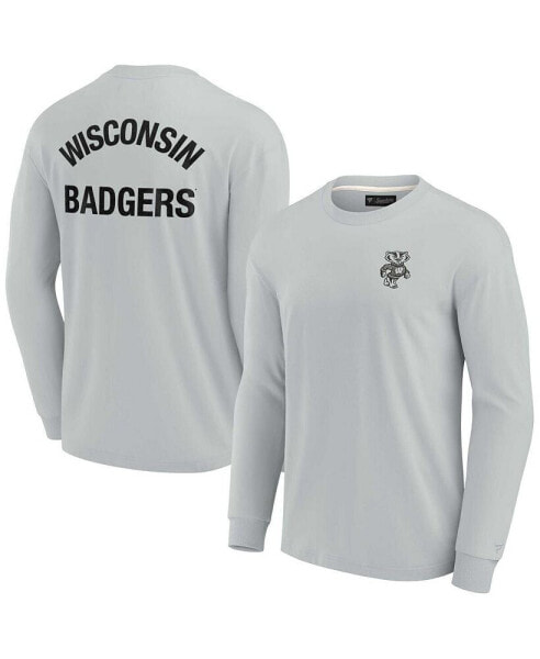 Men's and Women's Gray Wisconsin Badgers Super Soft Long Sleeve T-shirt