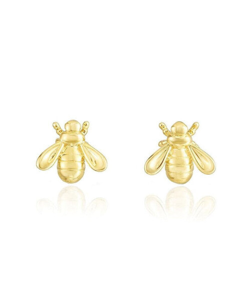 Gold Bumble Bee Stud Earrings