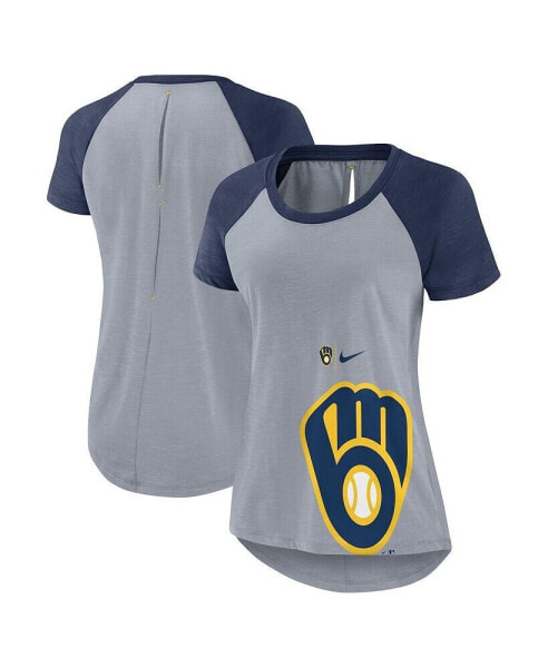 Women's Heather Gray Milwaukee Brewers Summer Breeze Raglan Fashion T-shirt