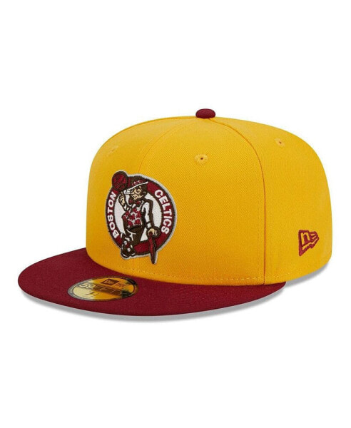 Men's Yellow, Red Boston Celtics Fall Leaves 2-Tone 59FIFTY Fitted Hat