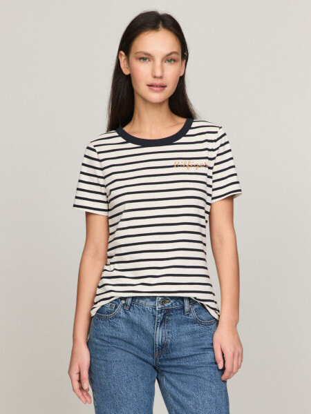 Slim Fit Embroidered Rope Stripe T-Shirt