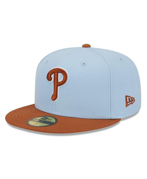 Men's Light Blue/Brown Philadelphia Phillies Spring Color Basic Two-Tone 59fifty Fitted Hat
