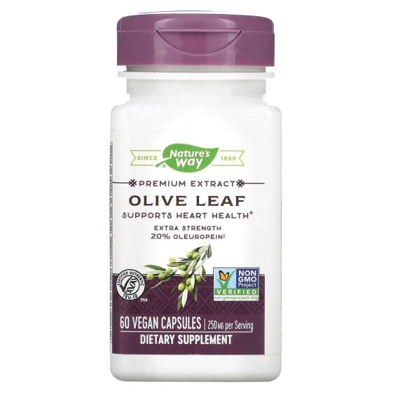 Premium Extract, Olive Leaf, Extra Strength, 250 mg, 60 Vegan Capsules
