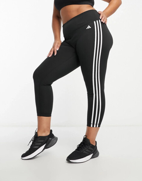 adidas Training Plus train Essentials 3 stripe leggings in black