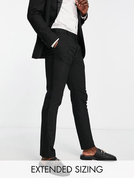 Topman skinny tux suit trousers in black