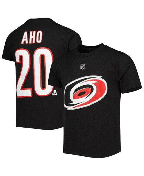 Big Boys Sebastian Aho Black Carolina Hurricanes Name and Number Player T-shirt