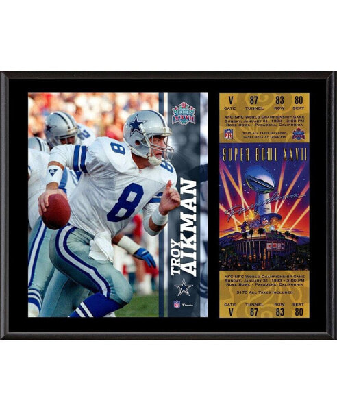 Плакетка Dallas Cowboys 12'' x 15'' с репликой билета к суперкубку XXVII Fanatics Authentic Трой Айкман