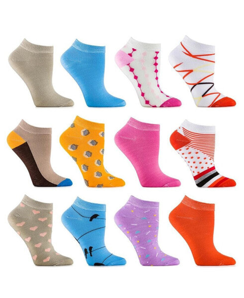 Womens Multicolor Ankle Socks 12 Pack