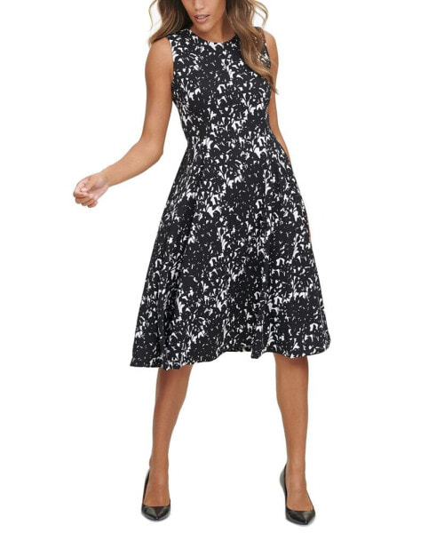 Women's Printed Sleeveless Midi Dress