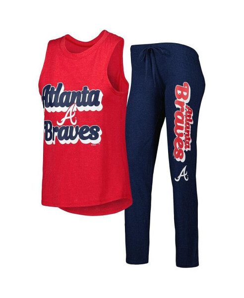 Пижама Concepts Sport женская Navy, Red Atlanta Braves Wordmark Meter Майка и Брюки Набор для сна